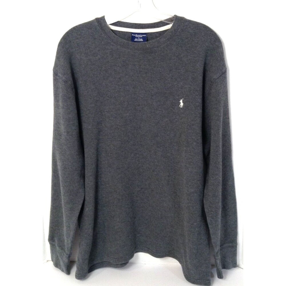 Polo Ralph Lauren Sleep Shirt Men XL Gray Waffle Thermal Crewneck Athleisure
